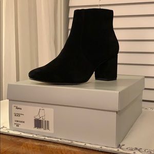 Black suede booties. Brand new. 8M